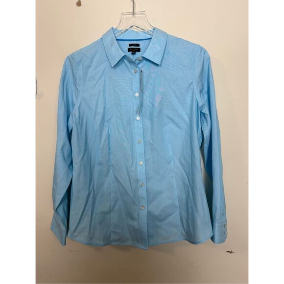Talbots Non-Iron Button Down Shirt 12P Blue NWT 100% Cotton - Picture 1 of 6
